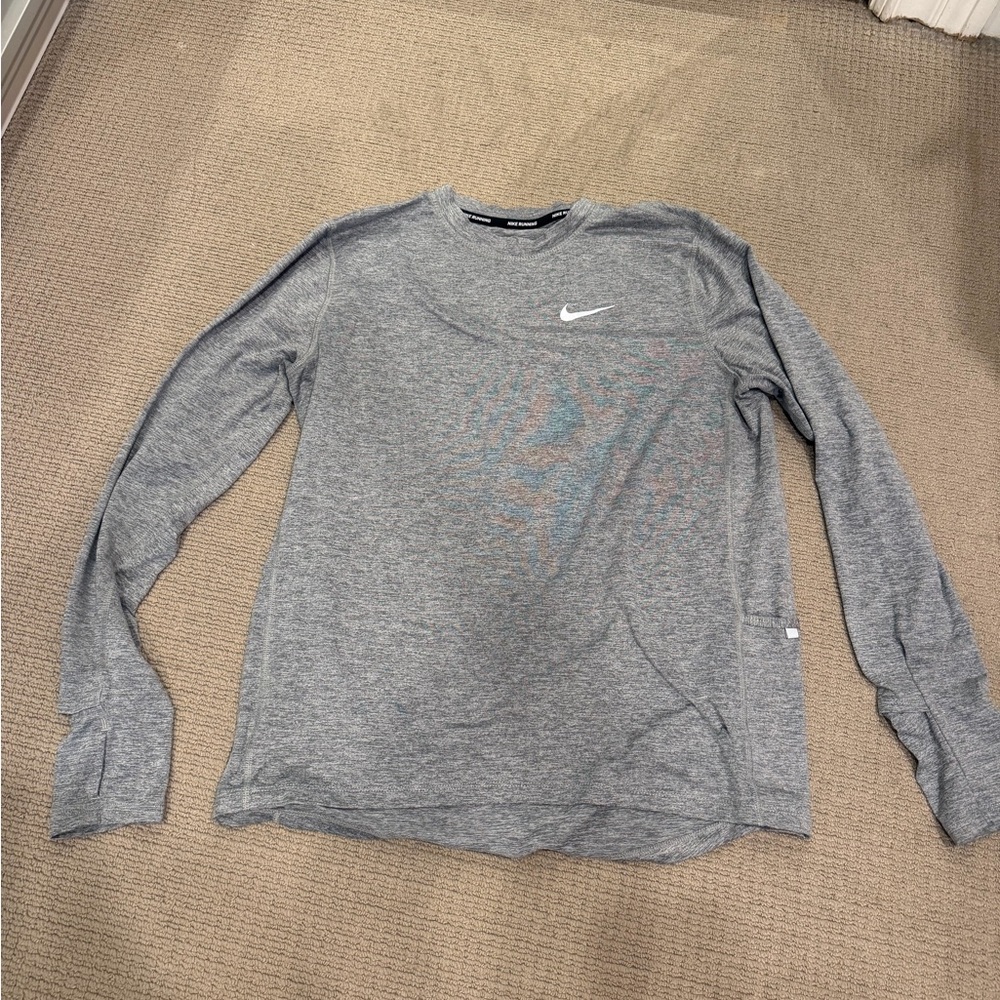 Nike Heather Gray Long Sleeve Performance Top